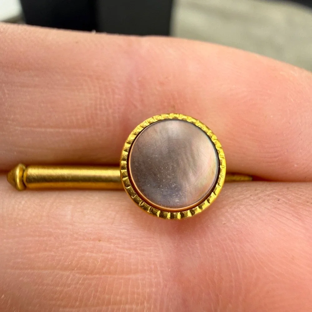 Vintage Cufflinks Abalone Gold Tone